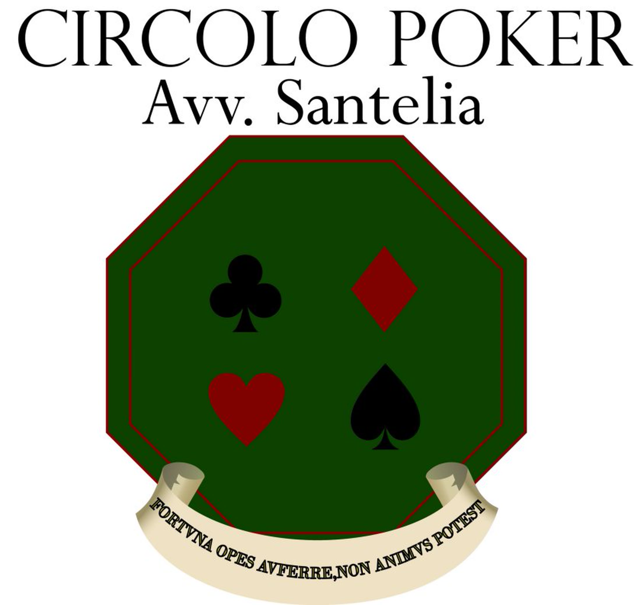 Lo stemma del Circolo: un ottagono verde da tavolo con i quattro semi, e sotto il cartiglio «Fortvna opes avferre, non animvs potest».